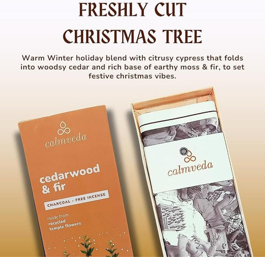 Balsam Cedar Incense Sticks - (80 Scented Sticks) Charcoal Free, Made from Upcycled Flowers | Like Freshly Cut Christmas Tree Incense Sticks, Cypress Woodsy & Moss Notes | for Holiday Cheers