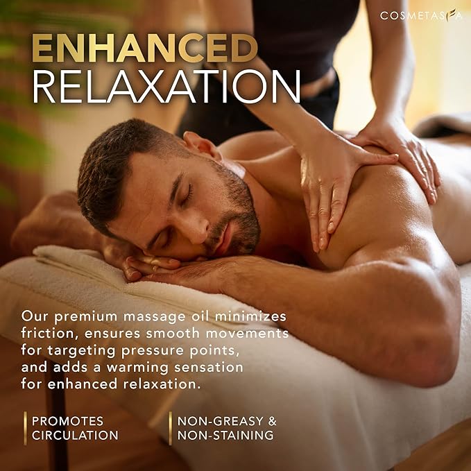 Cosmetasa Sore Muscle Massage Oil with Deep Tissue Massager - Thumb Saver and Oil Soothes Muscle and Joint with Arnica Extract, Peppermint, Chamomile, and Lavender Oil 8.8 Fl Oz