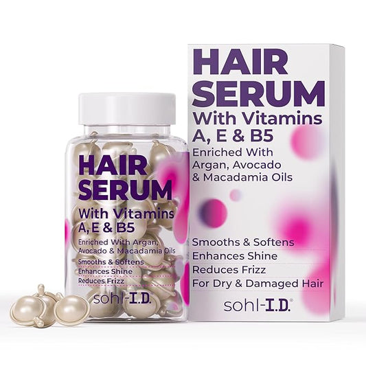 Hair Serum with Vitamins, Treatment for Dry & Damaged Strands, Reduces Frizz, Enhances Shine, Moisturizer for Silky Smooth Locks, Non-Greasy Formula for Manageable & Resilient Results