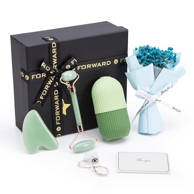 Ice Roller For Face ,Jade Roller & Gua Sha Facial Tool,Reusable Ice Stick Remove Dark Circle,Massager for Wrinkles & Eye Puffiness,Silicone Ice Mold for Face Beauty,Skin Care Gift Set for Women Men