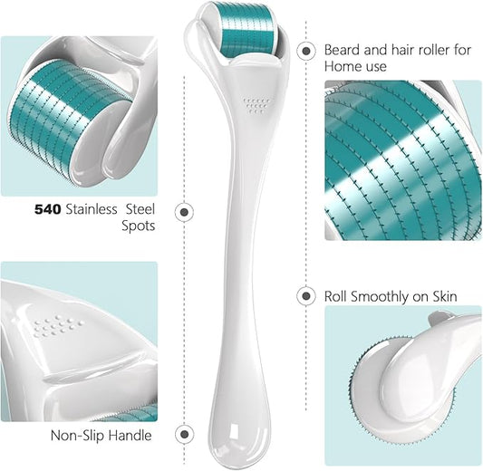 Derma Roller for Hair Beard Facial Skin Face Body Scalp 540 Titanium Microneedle for Men Women 0.25mm Cosmetic Beauty Instrument for Home Use with Storage Case