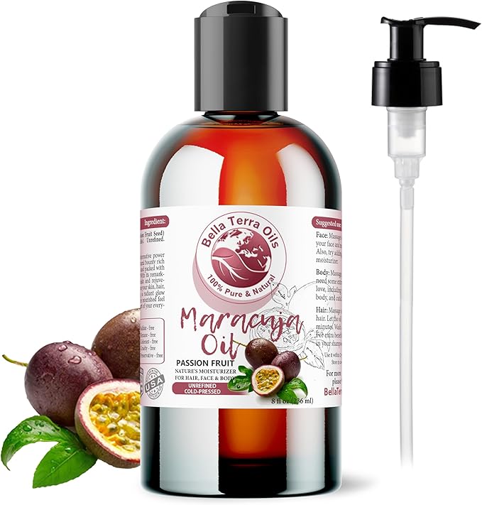 Bella Terra Oils - Maracuja (Passion Fruit) Oil 8 oz - A Symphony of B-Vitamins & Antioxidants, Immerse in the Luxury of Silky, Soft Skin