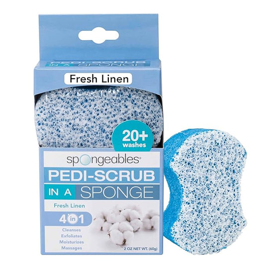 Spongables Pedi Scrub Foot Exfoliating 20+ Wash Sponge, Fresh Linen, 1 Count