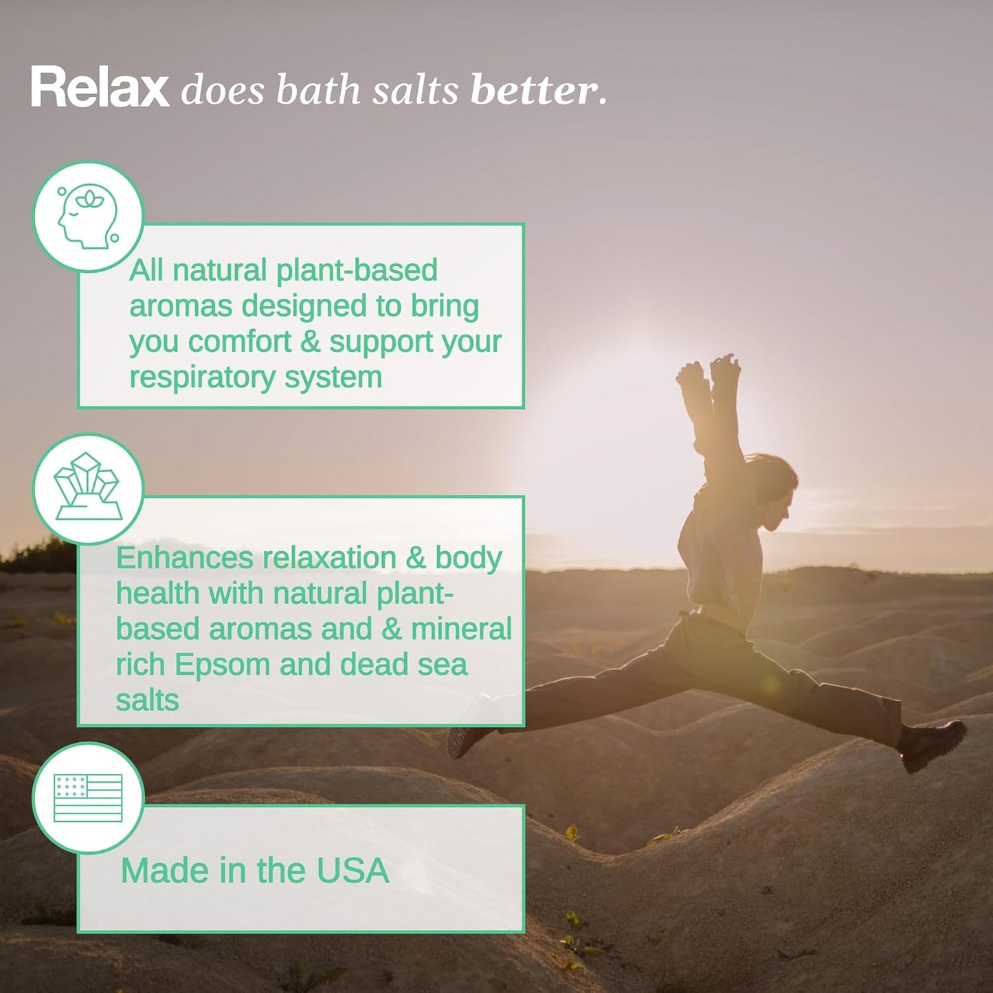 Relax Spa & Bath, Epsom Salt Aromatherapy Bath Salts, Epsom Salt Bath Soak, Dead Sea Salt for Soaking, Hot Tub Spa Aromatherapy, Bath Crystals with Vitamins & Minerals (Relief)