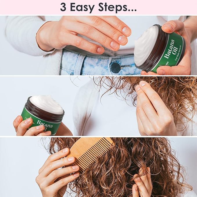 Raw Batana Oil for Hair Growth Hydrating Mask for Dry Damaged Hair, Curly, Frizzy or Color Treated. Honduran Butter for Women, Men - Overnight, Leave In Treatment