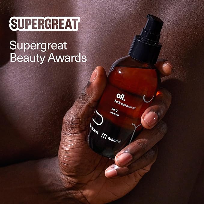 Maude Oil No. 0 - Hydrating Organic Massage + Body Oil - Skin Moisturizer with Organic Jojoba, Coconut & Castor Oil - Rich in Vitamin B + Vitamin E (4 fl oz)