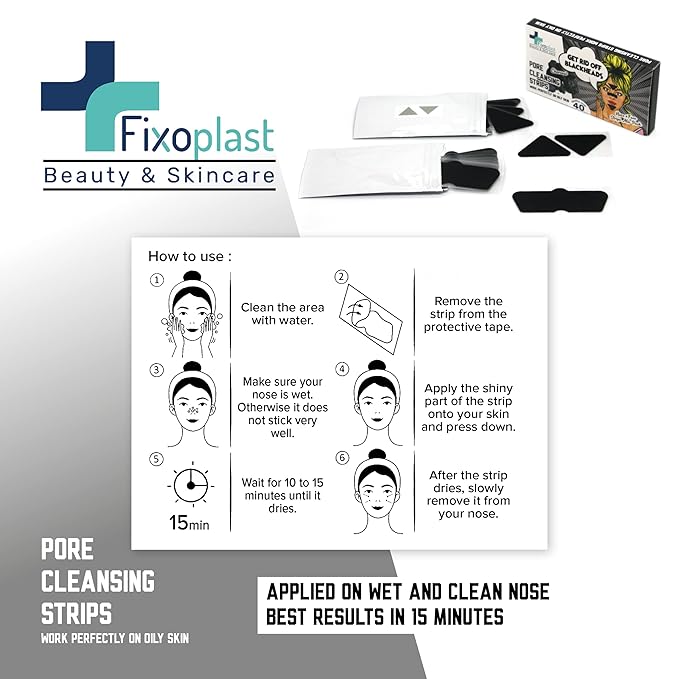 Pore Cleansing Strips, Blackhead remover for nose, chin and T-zone, Charcoal (Charcoal, 40)