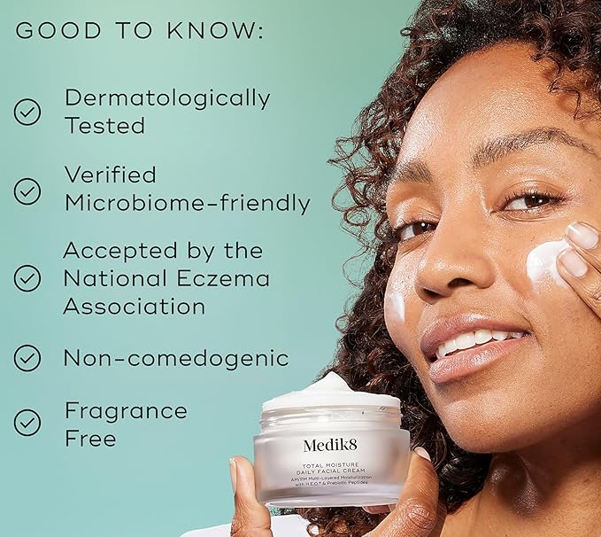 Medik8 Total Moisture Daily Facial Cream - Hydrating Peptide Face Moisturizer with Hyaluronic Acid - Plumps Skin - Supports Skin Barrier - 1.6 oz