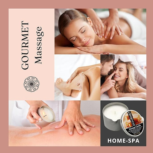 GOURMET COLLECTION Massage Candle for Couples - Moisturizing & Hydrating Skin Care Body Massage Oils Candle - Natural & Vegan (6.76oz), 576014