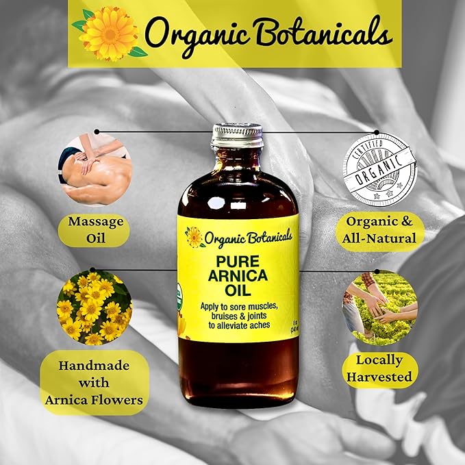 Arnica Oil - Pure Organic Muscle Soothing Discomfort - Organic Arnica Oil for Bruising and Swelling, Arnica Montana Oil for Muscle and Joint Discomfort, Arnica Massage Oil (64 oz)
