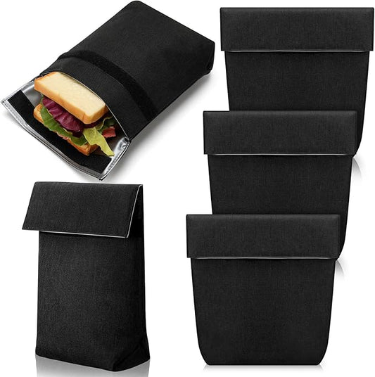 3 Pcs Insulated Sandwich Bag Reusable Snack Bags Washable Insulated Pouch Small Thermal Bag Reusable Lunch Bags for Work, Picnics, Travel, Office, Back to School(Dark Gray)