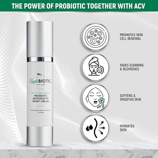 Apple Cider Vinegar Night & Day Cream Duo with Vitamin B3, Green Tea and Chamomile Extracts for Dry, Oily, Sensitive Skin, Skincare for men, women, teens