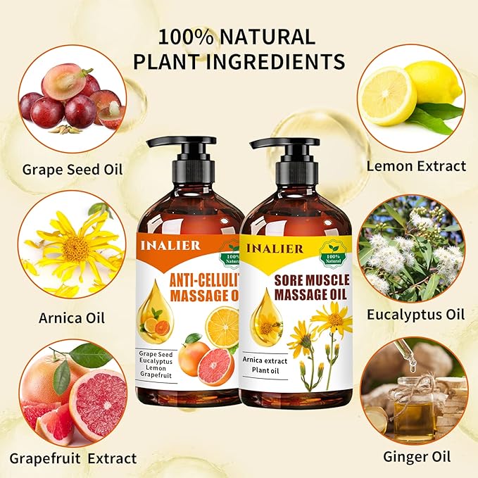 Mothers Day Gifts for Wife,Massage Oils for Massage Therapy,Fathers Day Gift,Spa Gift Set for Sore Muscle,Gifts for Her Him,3 Pack Cellulite,Sore Muscle & Lavender Massage Oils with Massage Ball