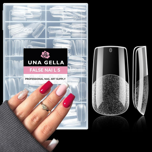 UNA GELLA Medium Square Nail Tips: 216pcs Square Press on Nails Pre-shape Clear Nails Tips for Full Cover Acrylic French False Nails For Nail Extension, Home DIY Nail Salon 12 Sizes False Tips