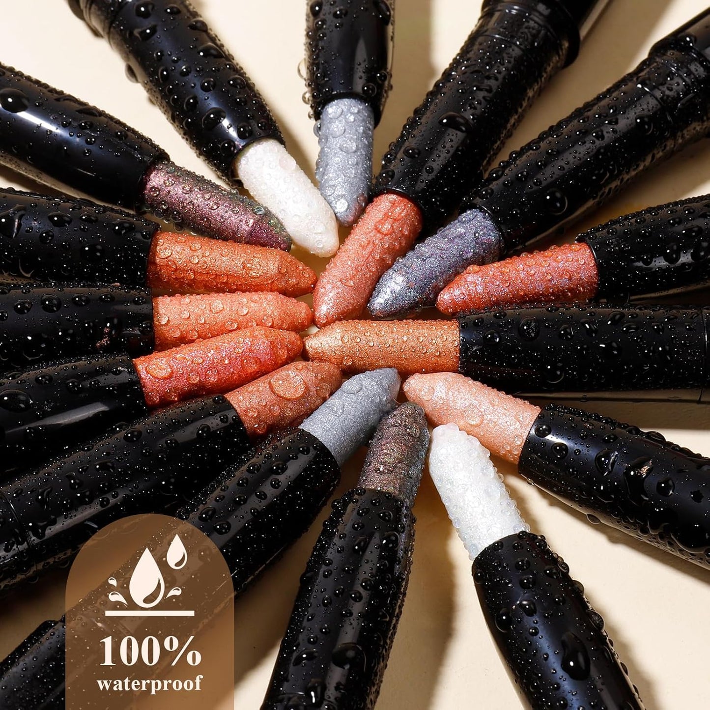 Cream Waterproof Hypoallergenic Eyeshadow Stick, long wear Metallic Glitter Matte Eye Shadow Pencil With Makeup Brush, Eye Brightener, 55 Caramel Metallic