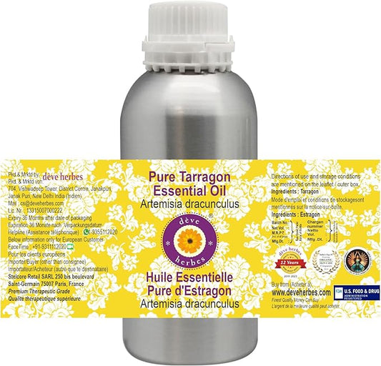 Deve Herbes Pure Tarragon Essential Oil (Artemisia Dracunculus) Steam Distilled 300ml (10 oz)