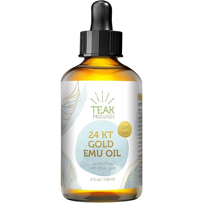 24K GOLD Emu Oil, 24 K Gold Organic Australian Emu Oil 4 oz Gold Line Series