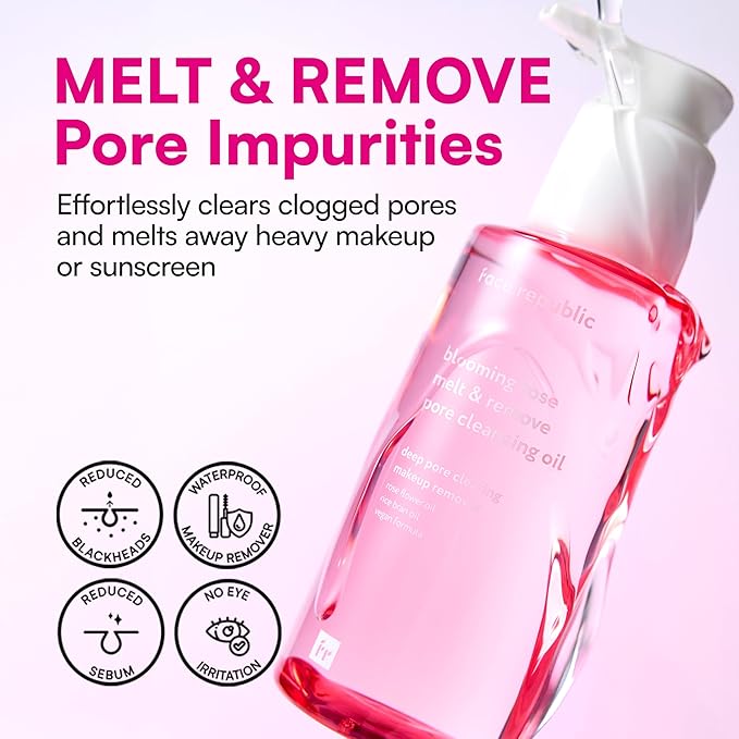 Face Republic Blooming Rose Melt & Remove Pore Cleansing Oil 150ml 5.07 fl oz | Oil Cleanser for Face | Pore and sebum care, Blackhead remover | Waterproof Makeup remover | Vegan Korean Skin Care