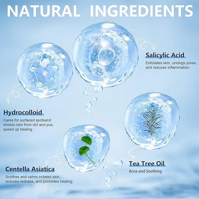 Pimple Patches for Face, 4 Size 360 Counts Acne Patches, Hydrocolloid Patches for Covering Zits and Blemishes, Spot Stickers with Salicylic Acid, Tea Tree Oil & Centella