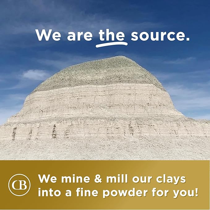 CB Calcium Bentonite - Indian Healing Clay 16oz - Deep Pore Cleansing & Maximum Detoxification Formula - Facial and Body Mud Mask - Living Clay - We are THE Source!