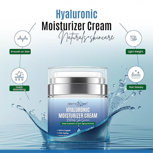 Hydrating Booster Antiaging Moisturizer Cream, with Hyaluronic Acid, Improves Skin suppleness, Wrinkles, Elasticity and Balance Moisture Day & Night for All Skin Types