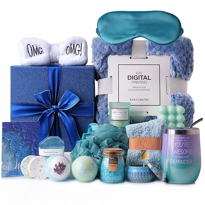 18 pcs Mother's Day Gift Set, Get well Soon Gift for Women,Care Package for Women, Relaxing Spa Gifts Set with Blanket, Unique Birthday Gifts for Mom, Sister, Wife, Best Friend and Loved Ones