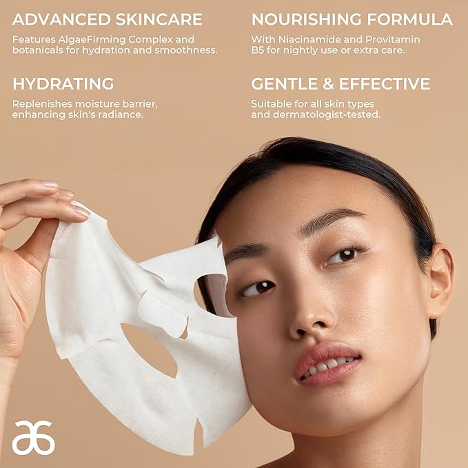 Arbonne Radiance Face Sheet Mask - Sheet Face Mask with Niacinamide for Dry and Dull Skin, Enhance Brightness, Tone, Smooth and Hydrate Skin - 10 Pack