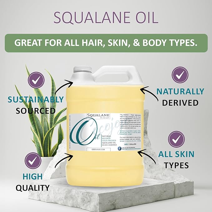 Dr Joe Lab Squalane Oil Pure Plant Derived Refined Cold Pressed From Olives Vegan Undiluted Carrier Oil for Face Skin Hair Body Cosmetics Natural Cleanser Moisturizer (128 oz / 1 Gallon)