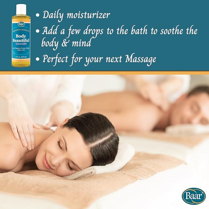 Body Beautiful Lavender Skin Lotion and Massage Oil, 8 Ounces