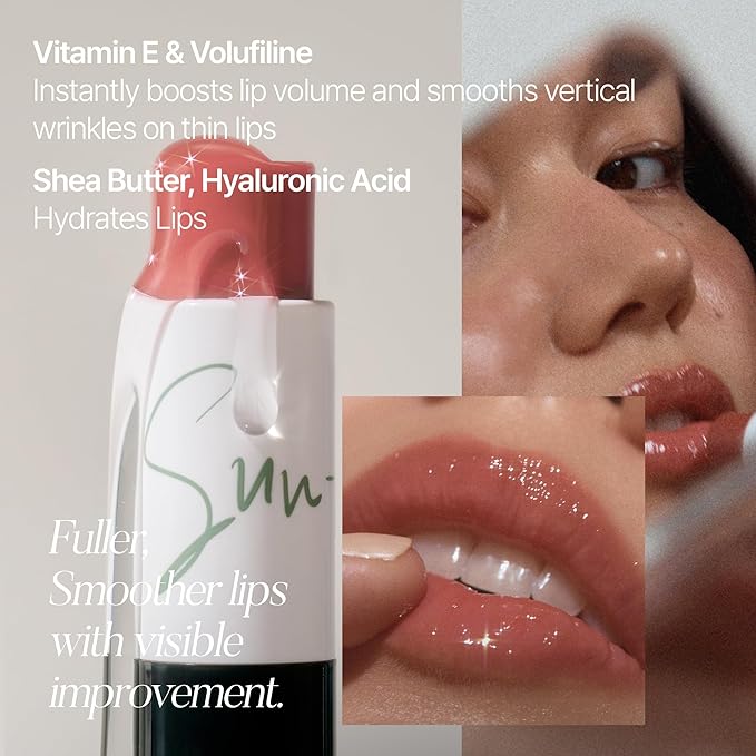 SUN-KISSED Plump Tinted Lip Balm, Lip Plumper, 70% Skincare Ingredients Providing Deep Hydration to Cracked & Chapped Lips, Lightweight Buildable High Gloss Finish, 04 Peach Crush
