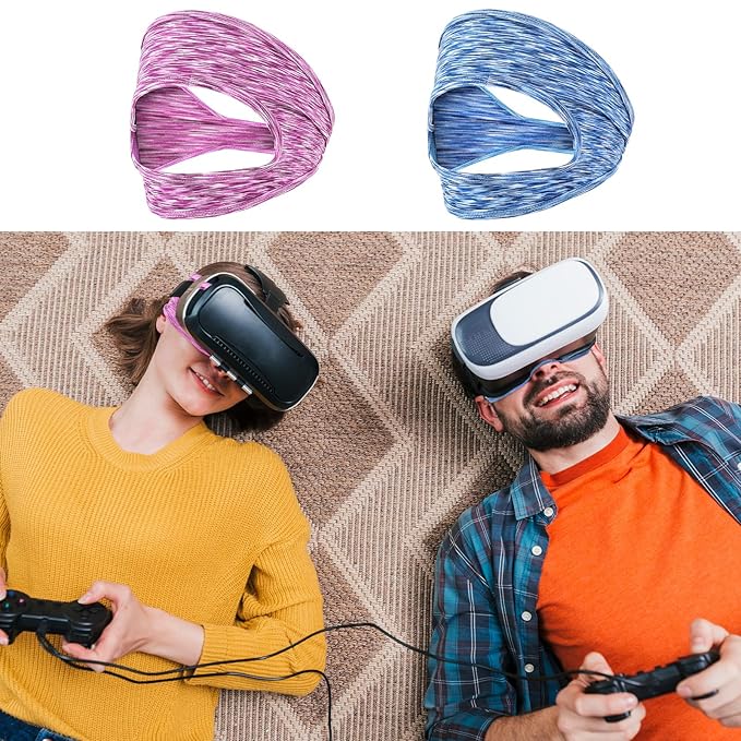 Grevosea 2 Pack VR Eye Mask, Adjustable Breathable VR Sweat Band Comfortable and Sweat-Resistant Eye Face Cover for Meta/Oculus Quest 2/3/3S/Pro Most VR Devices and Any Head Size
