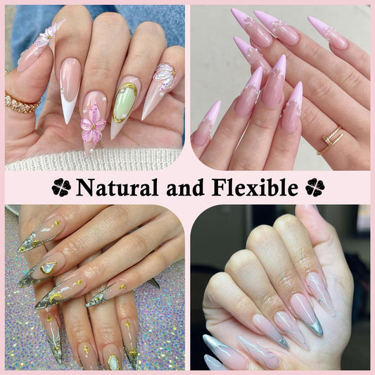 Long Stiletto Gel Nail Tips Full Cover 360pcs Long Stiletto Almond Fake Clear Nails Tips Half Matte Acrylic Press on Nails for Nail Extension DIY Art Salon 12 Sizes