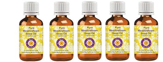 Deve Herbes Pure Meadowfoam Seed Oil (Limnanthes alba) Cold Pressed (Pack of five) 100ml X 5 (16.9 oz)