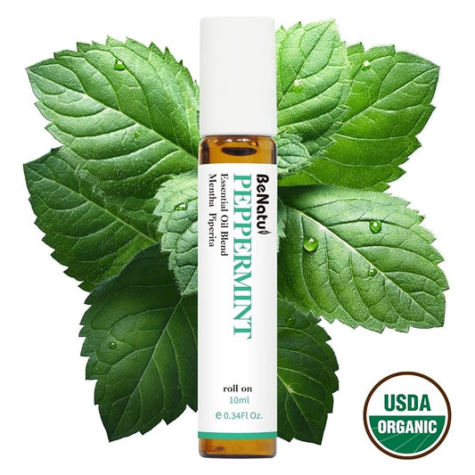 Benatu Peppermint Oil Roll On, Pre-Diluted Natural Essential Oil Blend Roller Travel Size for Skin Care, Aromatherapy, Hair, Body Topical Massage - Head Refresh 10ml