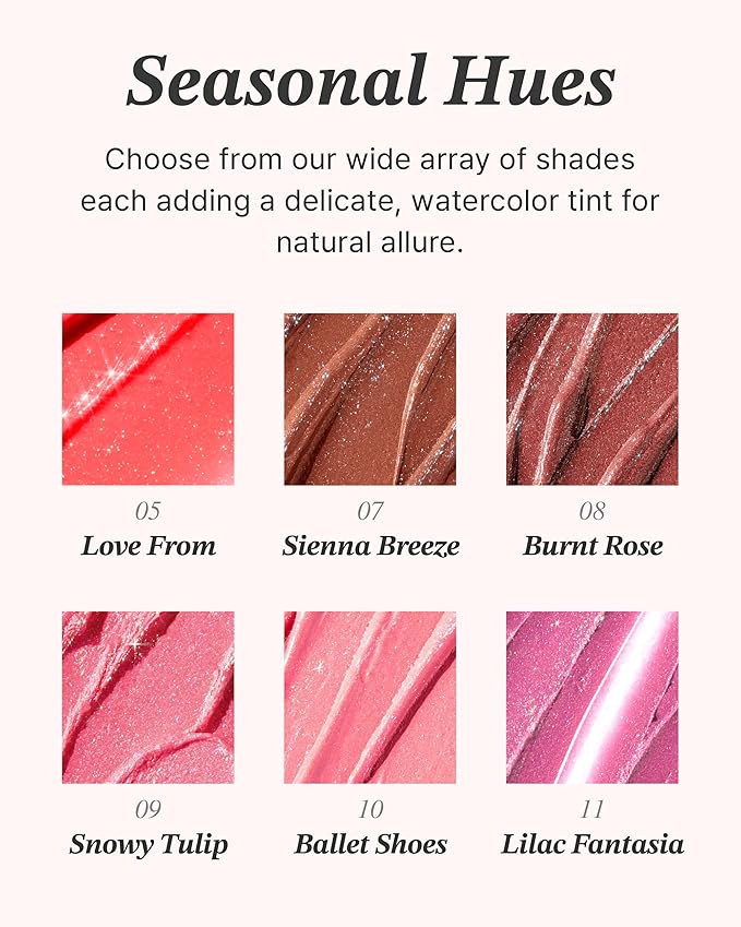 Glint Glow Lip Balm (Love From, 0.1oz) - Moisturizing Stain Lipstick with Shine for Natural Lips, Tinted Treatment. Luxurious Korean Skin Care Makeup. Chapped, Dry, Cracked