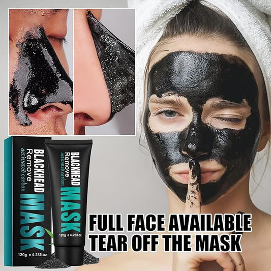 Blackhead Remover Mask, Activated Charcoal Peel Off Face Mask, Deep Cleansing Mask for Face Nose, Black Head Purifying Mask with Pimple Extractor and Brush, 120g / 4.23Fl Oz
