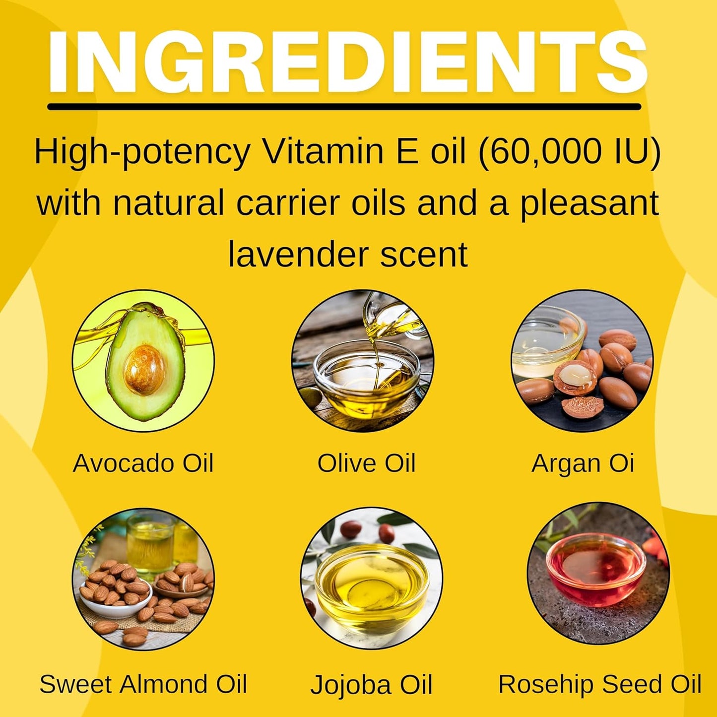 Vitamin E Oil 60,000 IU – Organic & Pure E-Oil Blend for Skin, Hair & Nails | Natural Body Oil with Vitamin E for Stretch Marks, Scars & Face Moisturizing – 100% Liquid Vitamin E Skin Care