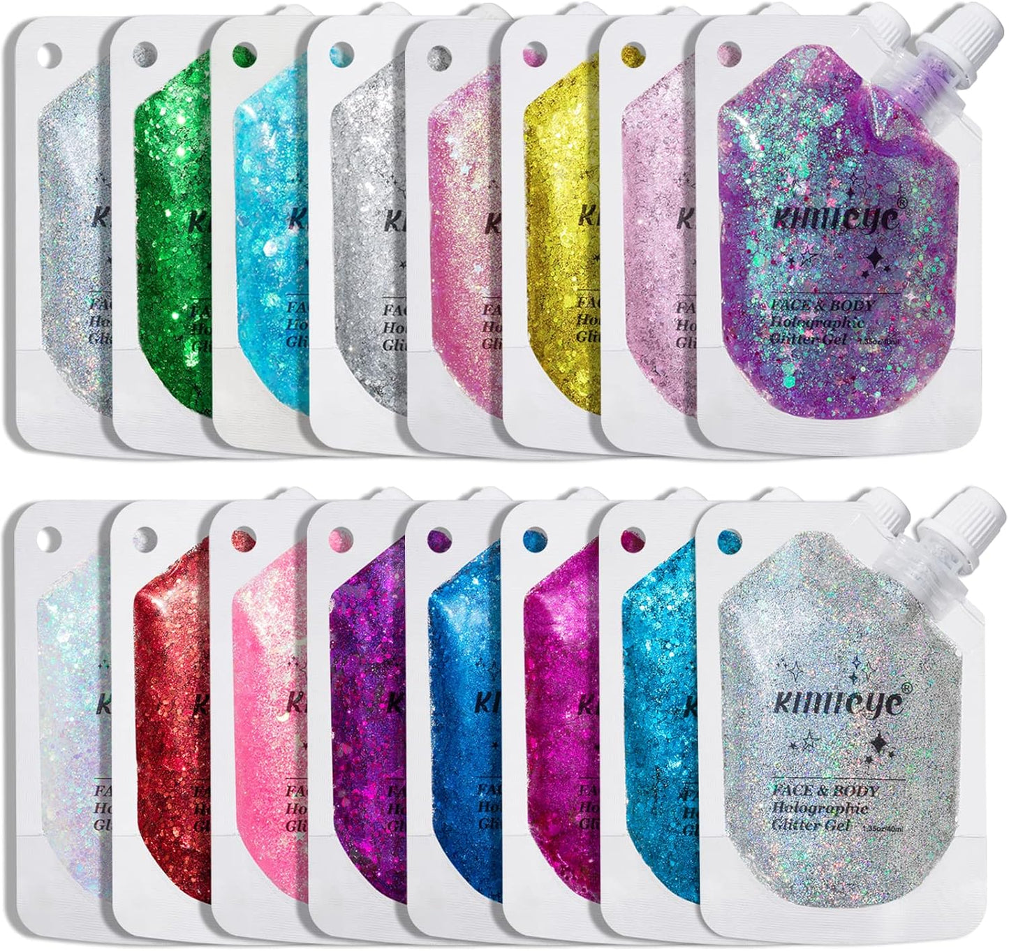 Holographic Face Glitter Gel Body Shimmer Makeup for for Hair, Face, Clavicle, Arm, Nail, Eyeshadow, Long Lasting Waterproof Mermaid Sequins Party Glitter for Rave Festival, 1.35oz (Illusion Purple#3)