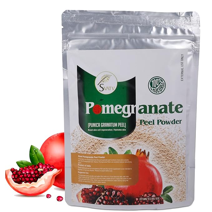 SVATV Natural Pomegranate Peel Powder | Punica Granatum | Moisturizing Face Pack | Antioxidants Vitamin-c | Skin Cell Regeneration - 227 Gram, Half Pound, 8 Ounce.