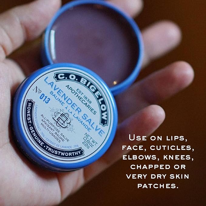 C.O. Bigelow All Purpose Lip Balm Tins, Lavender - Pack of 3 for Chapped Lips & Dry Skin - Moisturizing Lip, Cuticle and Skin Salve, 0.8 oz each