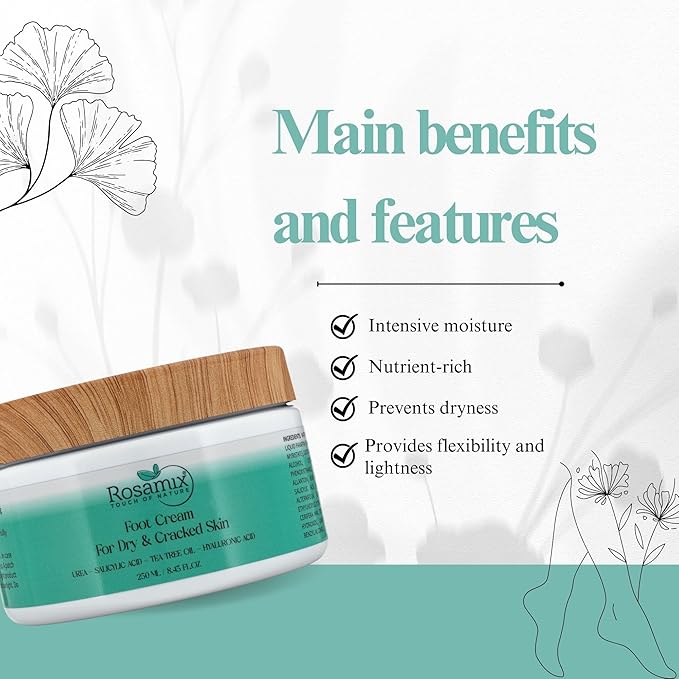 Urea Foot Cream for Dry Cracked Heels and Feet - Foot Moisturizer for Cracked Skin Repair Cream - Best Feet Care Products with Urea, 250ml | FL.OZ 8.45