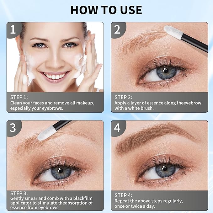 Natural Eyebrow Growth Serum To Grow Brows for Women, Fuller, Thicker, Longer Brows, 3ML Plant Extracts Enhancer, Visible Growth in 4 Weeks, Vegan & Cruelty-Free