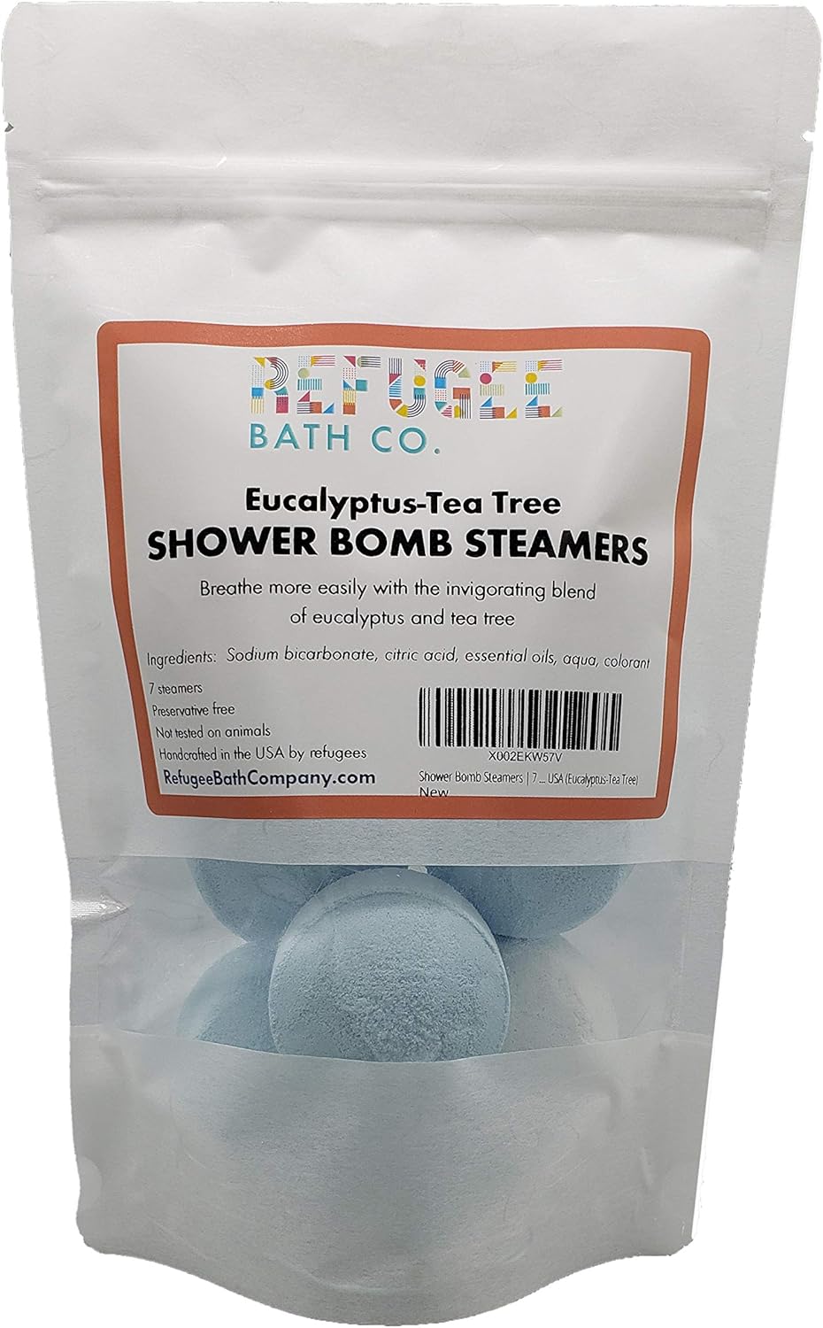 Shower Bomb Steamers | 7 Pack | Handmade in USA | Support Refugee Employment in USA (Eucalyptus-Tea Tree)