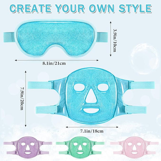 Geyoga Gel Ice Face Eye Mask Cooling Face Eye Masks for Reducing Puffiness, Dark Circles, Redness, Pain Relief, Migraine, Stress, Hot/Cold Pack Compress with Soft Plush Backing (Sky Blue)