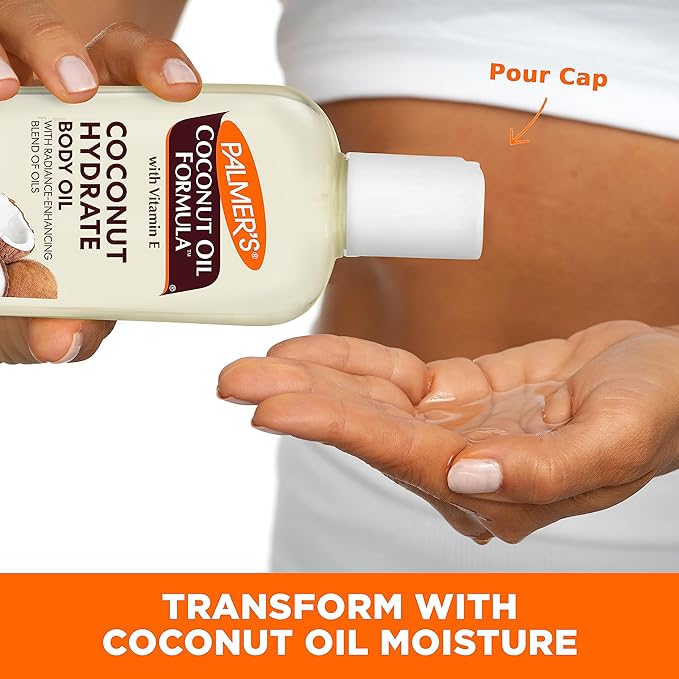 Palmer's Coconut Oil Formula Body Oil, Body Moisturizer with Green Coffee Extract, Bath Oil for Dry Skin, 8.5 Ounces (Pour Cap)