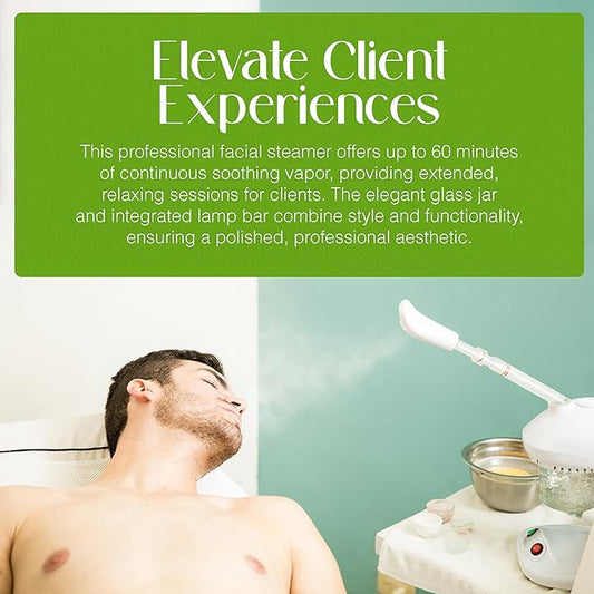 Ozone Aroma Facial Steamer, Professional Grade with 5 Diopter Magnifying Lamp, Silent Timer & Aromatherapy