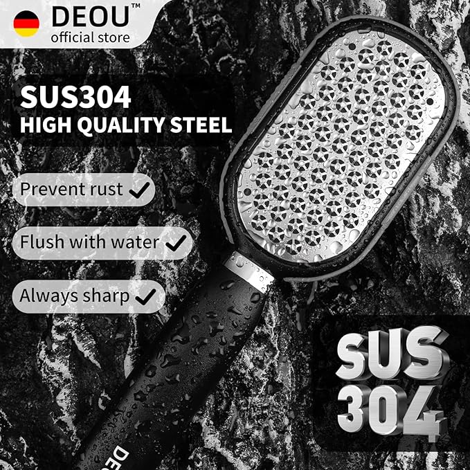 DEOU Metal Foot File SStainless Dead Skin Callus Remover for Dead Skin Professional Secure Foot Scrubber Heel Scraper Cracked Heels Repair Pedicure Tools for feet
