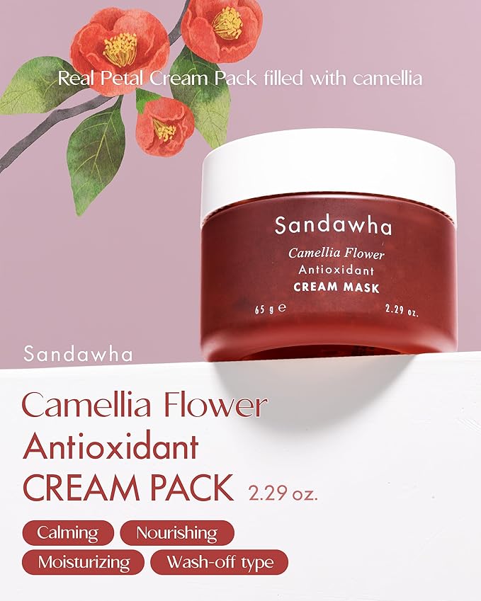 SKINCURE Camellia Flower Cream Mask - Antioxidant, Petal-Infused Wash-Off Facial Mask, Anti-Aging & Hydrating Treatment for Dry and Rough Skin, Illuminates & Refreshes, 2.3 fl. oz.