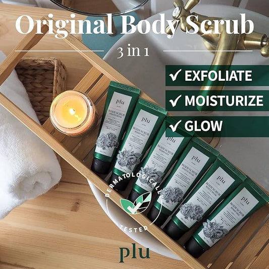 PLU Korean Original Walnut Body Scrub Polish - Berry Mix - Exfoliating & Moisturizing & Glow - for Acne, Cellulite, Stretch Marks, Spider Veins - Sweet Raspberry & Acai Berry Scent, 6.76 oz.