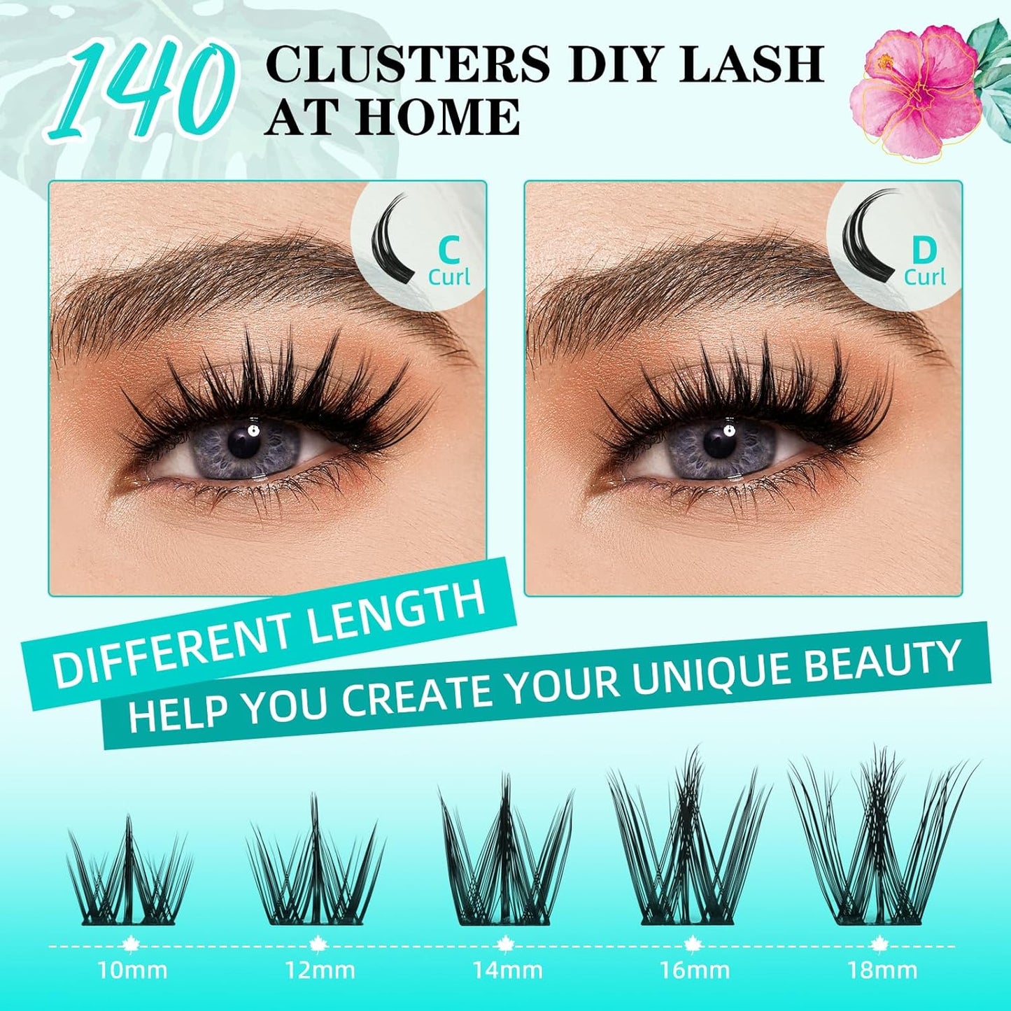 Lash Clusters Manga 140Pcs Eyelash Cluster Wet Look Ultra-Thin Lash Band Eyelashes Extensions Spiky Anime Wide Span Lashes(Puppy,C-10mm)